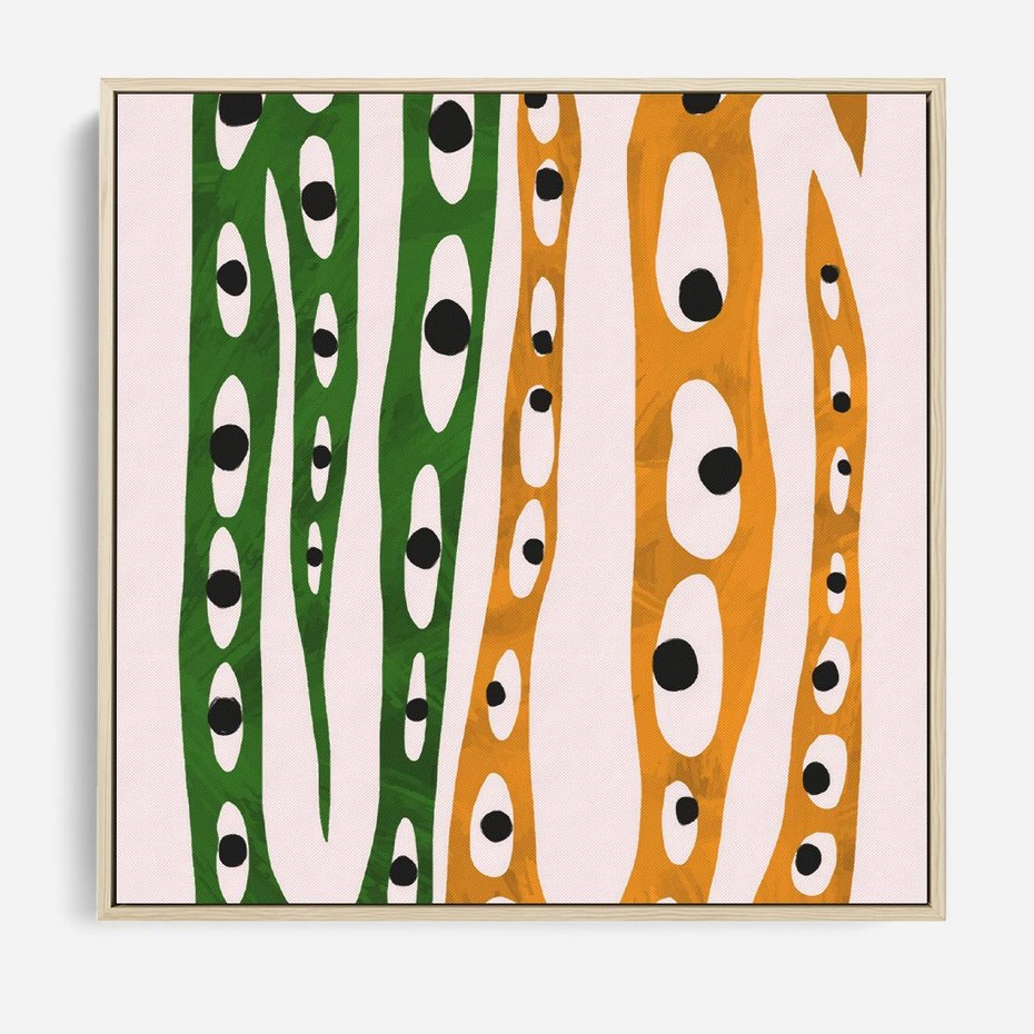 Obraz w ramie 80x80 - Migocące Zmaganie - abstrakcyjny obraz, dziwne kształty - rama drewno