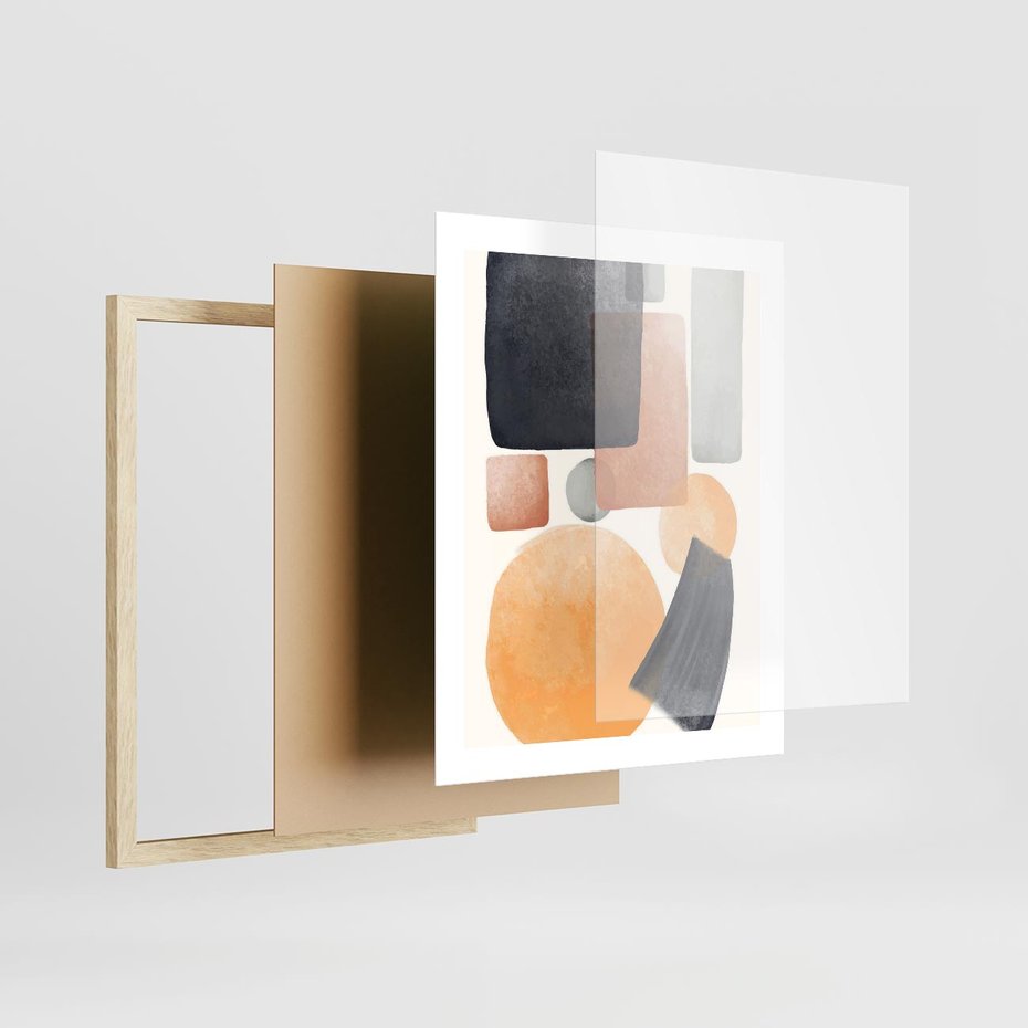 Plakat w ramie 40x50 - Geometria w Abstrakcji - abstrakcja, proste formy - rama drewno