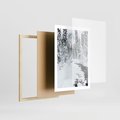 Plakat w ramie 50x70 - Spokój Zimowego Lasu w Górach - zima w lesie, w górach - rama drewno