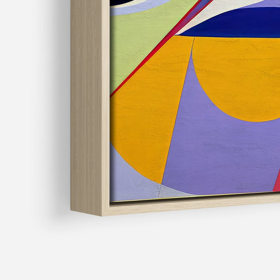 Obraz w ramie 50x70 - Kolorowe Przesunięcia Kształtów - abstrakcyjny obraz olejny, żywe kolory - rama drewno