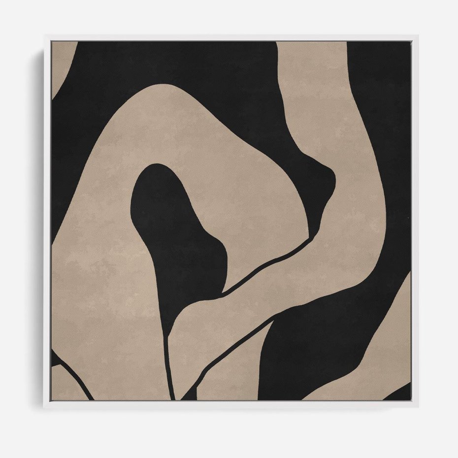 Obraz w ramie 50x50 - Nocne Pochłonięcia - abstrakcyjne linie, mroczny plakat - rama biała