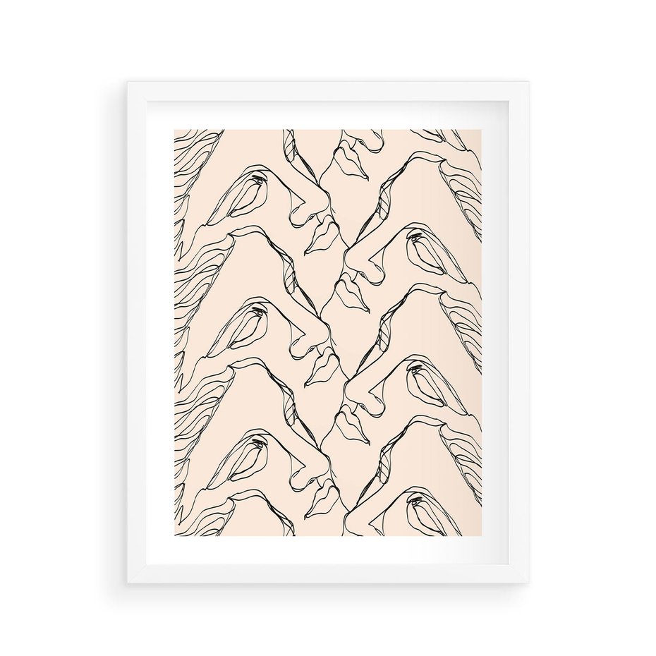 Plakat w ramie 40x50 - Grafika z Twarzami Greckiej Rzeźby - grafika, plakat - rama biała