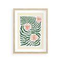 Plakat w ramie 30x40 - Migocące Wzory - abstrakcyjna kompozycja, paprocie - rama drewno