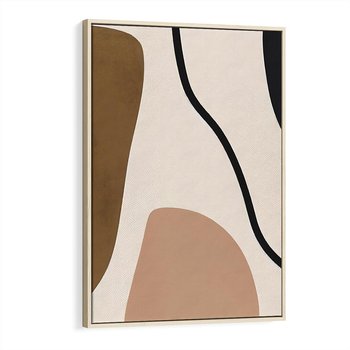 Obraz w ramie 50x70 - Harmonia chaosu i porządku - abstrakcyjne kształty, kolory beżu i brązu - rama drewno