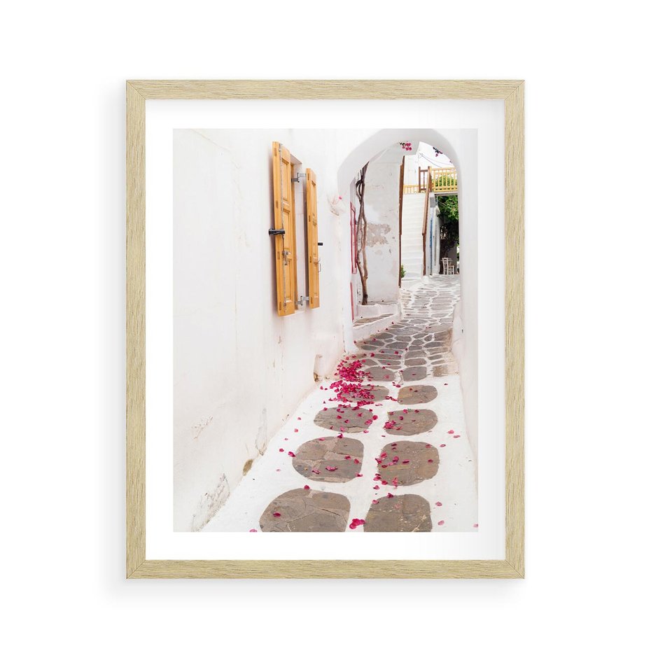 Plakat w ramie 40x50 - Urok Południowej Uliczki - uliczka, południe - rama drewno
