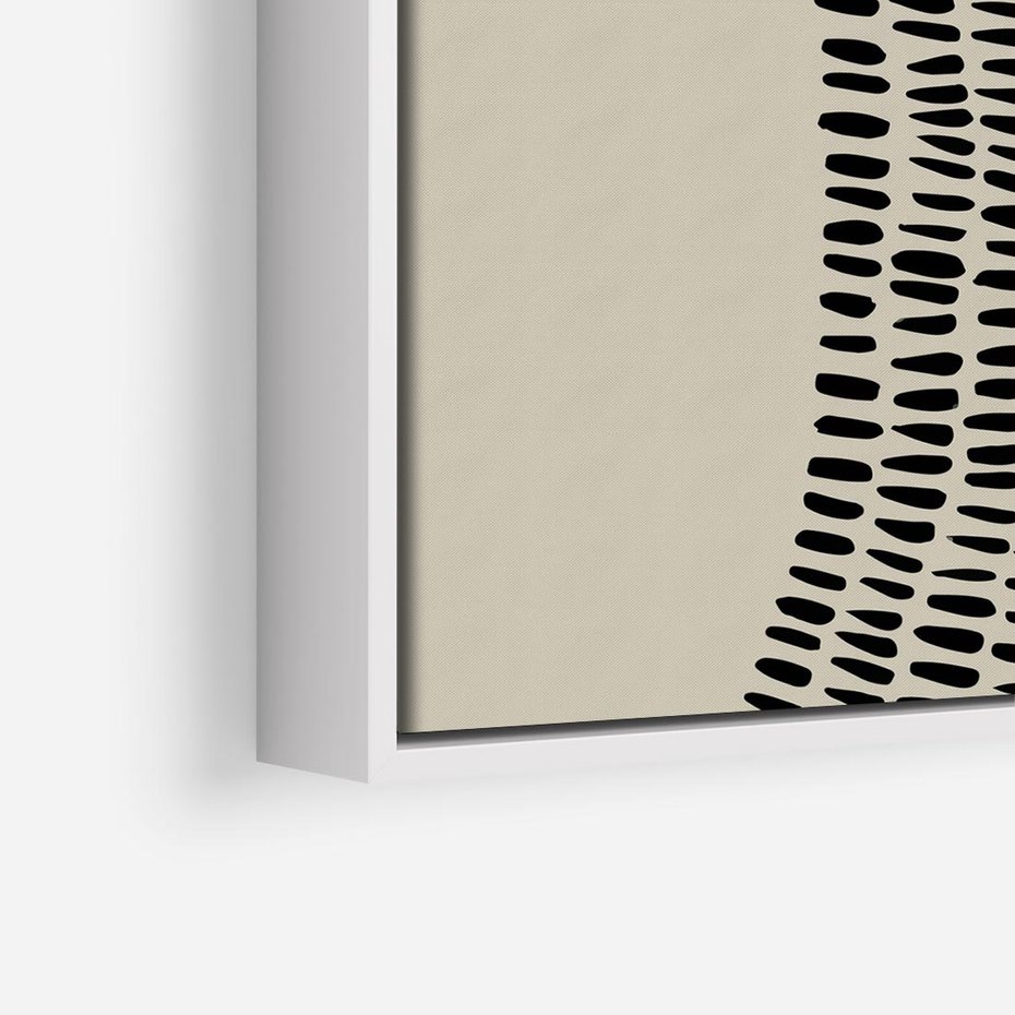 Obraz w ramie 50x50 - Migotliwa Innowacyjna Ekspresja - boho plakat, czarne kropki kreski - rama biała