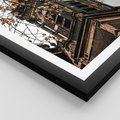 Plakat w ramie 30x40 - Jesienna Wieża w Liściach - architektura, wieża - rama czarna