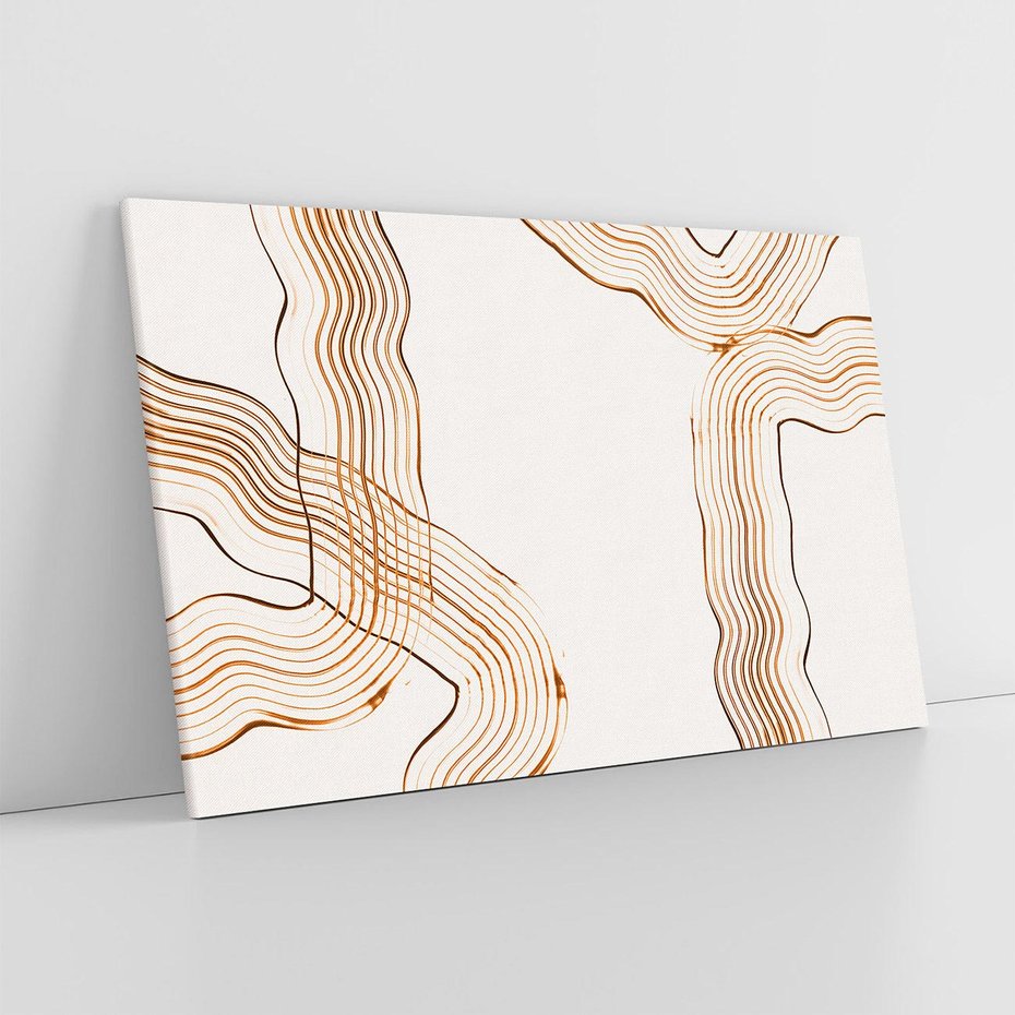 Obraz na płótnie 100x70 - Ścieżki pędzla i myśli - minimalistyczna kompozycja, abstrakcyjne brązowe linie na białym tle