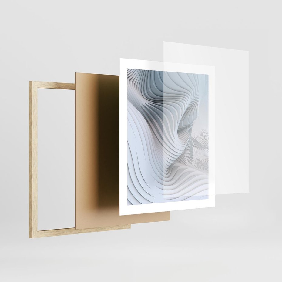 Plakat w ramie 40x50 - Abstrakcyjne Przestrzenie - geometria, 3D - rama drewno