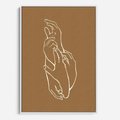 Obraz w ramie 70x100 - Splecione Dłonie - szkic, minimalizm - rama biała