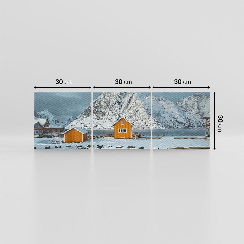 Obraz na płótnie 90x30 - Minimalizm i Urok Natury - skandynawskie, domki