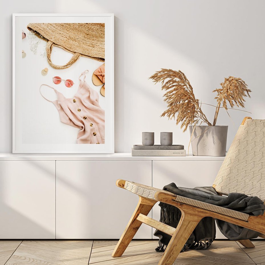 Plakat bez ramy 30x40 - Moda na Plażę - kompozycja fashion, sukienka