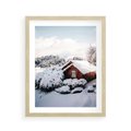 Plakat w ramie 40x50 - Zimowa Idylla w Górach - zima w górach, ośnieżone góry - rama drewno