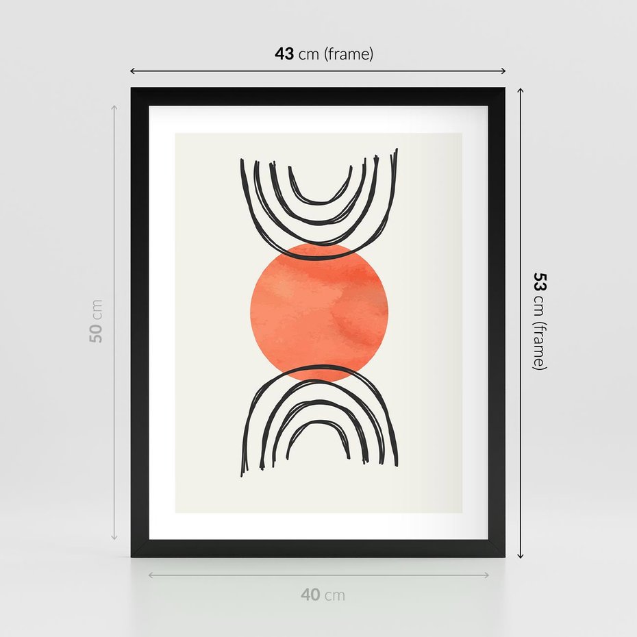 Plakat w ramie 40x50 - Lustrzane Widzenie - koło, boho styl - rama czarna