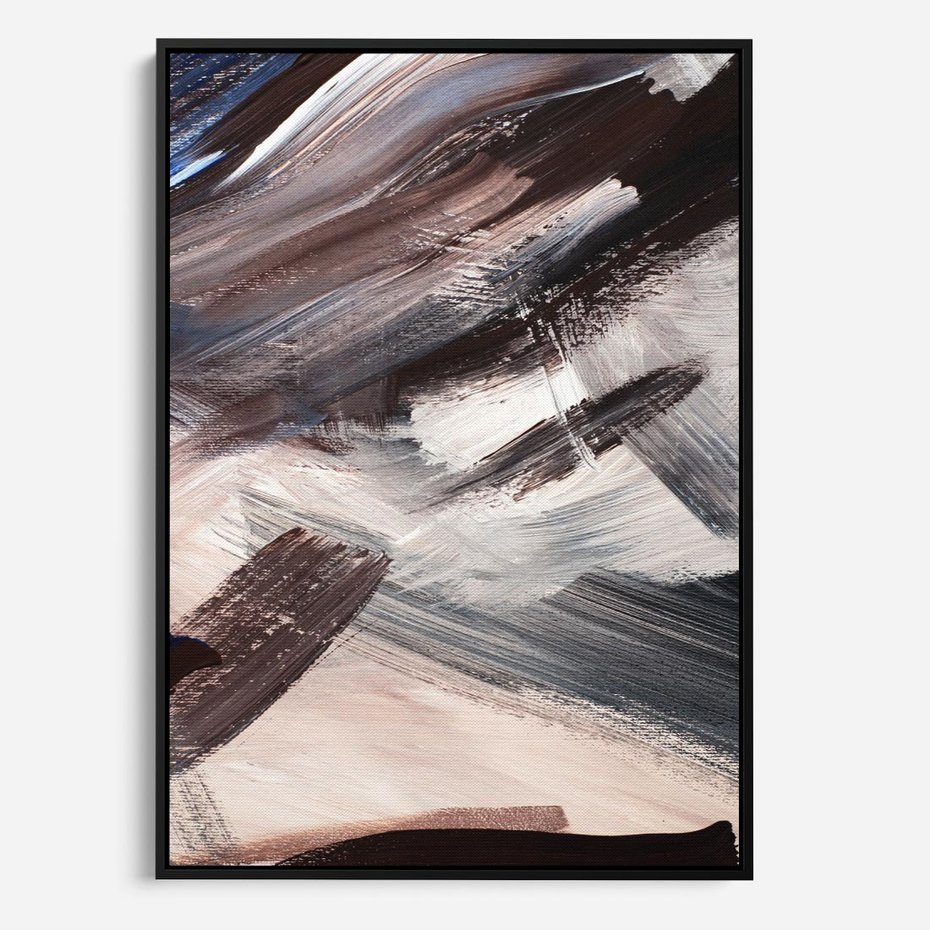 Obraz w ramie 50x70 - Eksploracja Dramaturgii - abstrakcyjny chaos, chatyczne maźnięcia pędzla - rama czarna