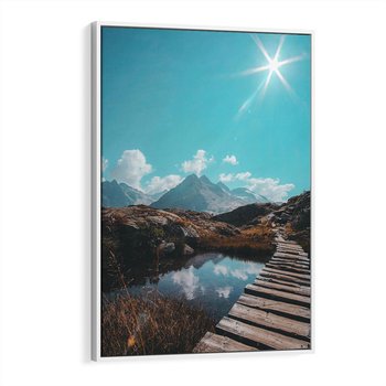 Obraz w ramie 70x100 - Inspirujący Pejzaż - ścieżka, górska - rama biała
