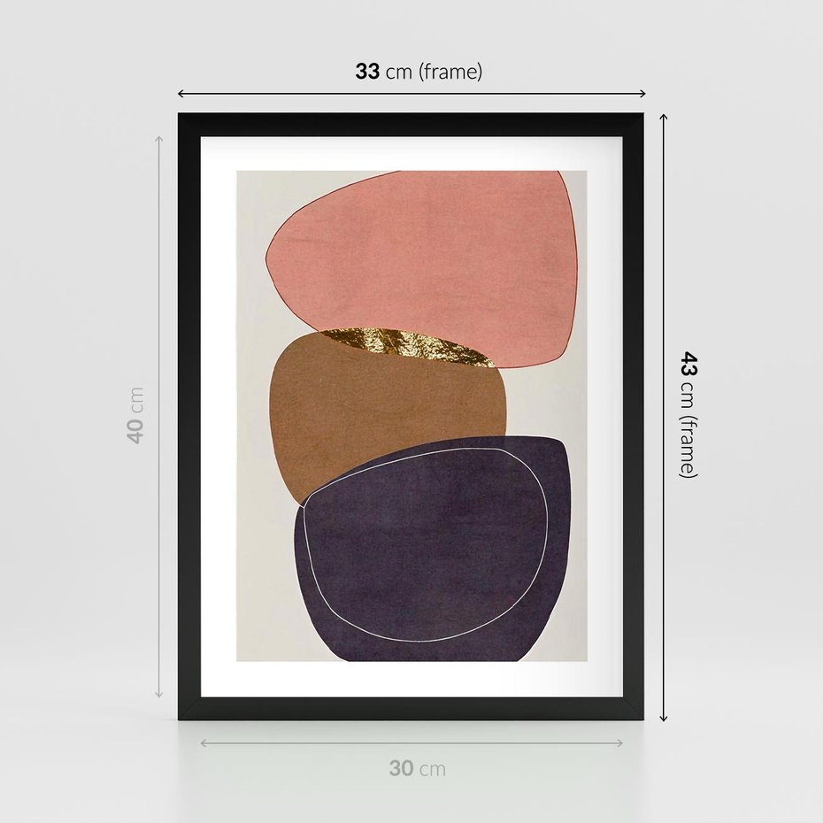 Plakat w ramie 30x40 - Rozkwitające Przenikające Formy - abstrakcyjny obraz, geometryczne formy - rama czarna