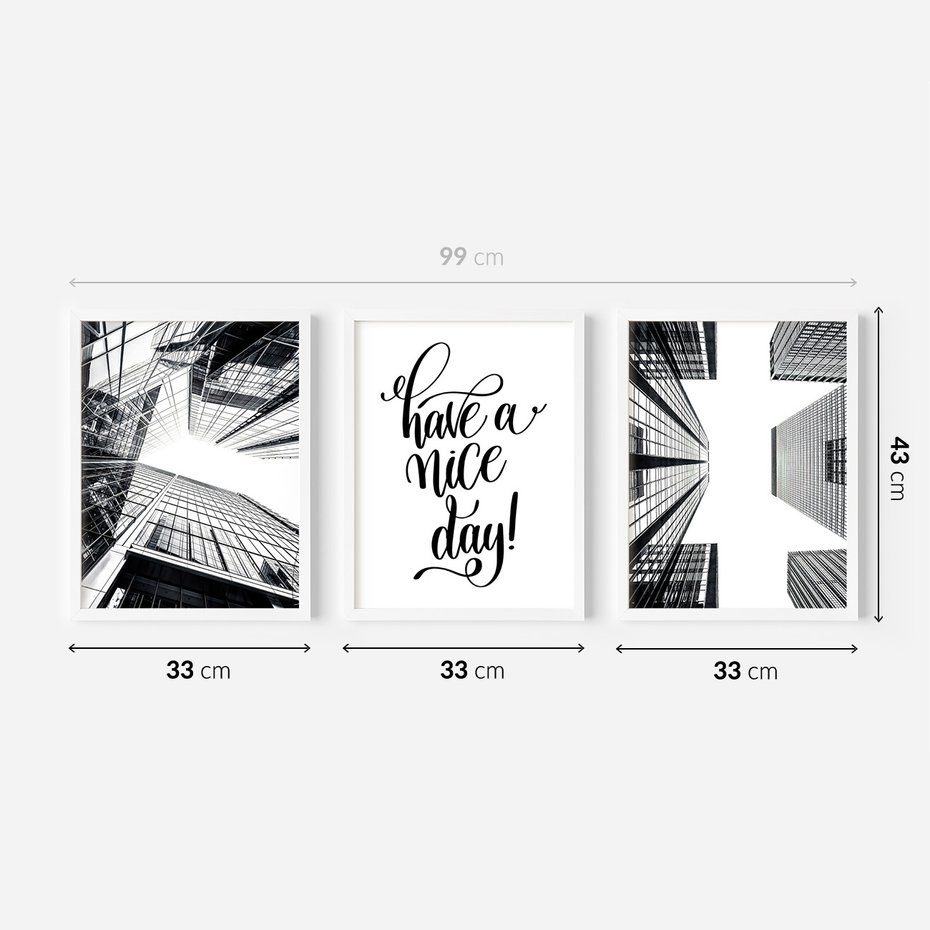 Zestaw obrazy w ramie 30x40 galeria - Nowoczesny, minimalizm, cytat, typografia - rama biała