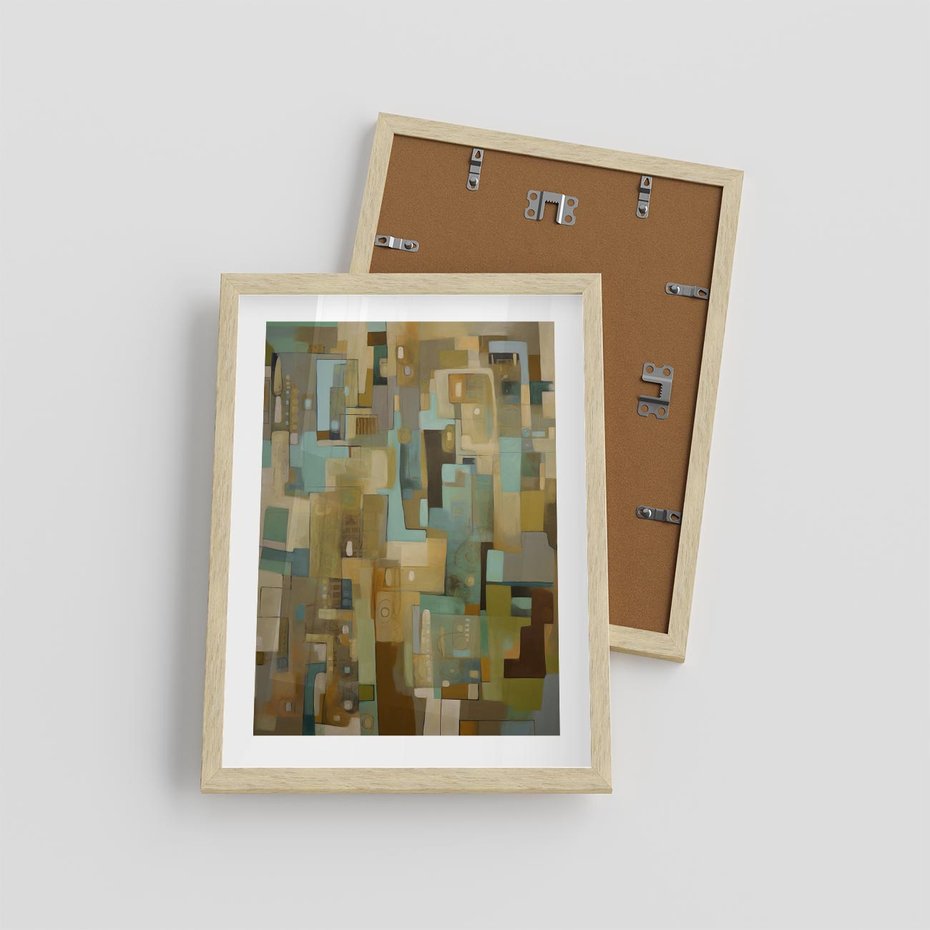 Plakat w ramie 30x40 - Kolorowe Wyobrażenia - abstrakcyjny obraz, mnogość kolorów - rama drewno