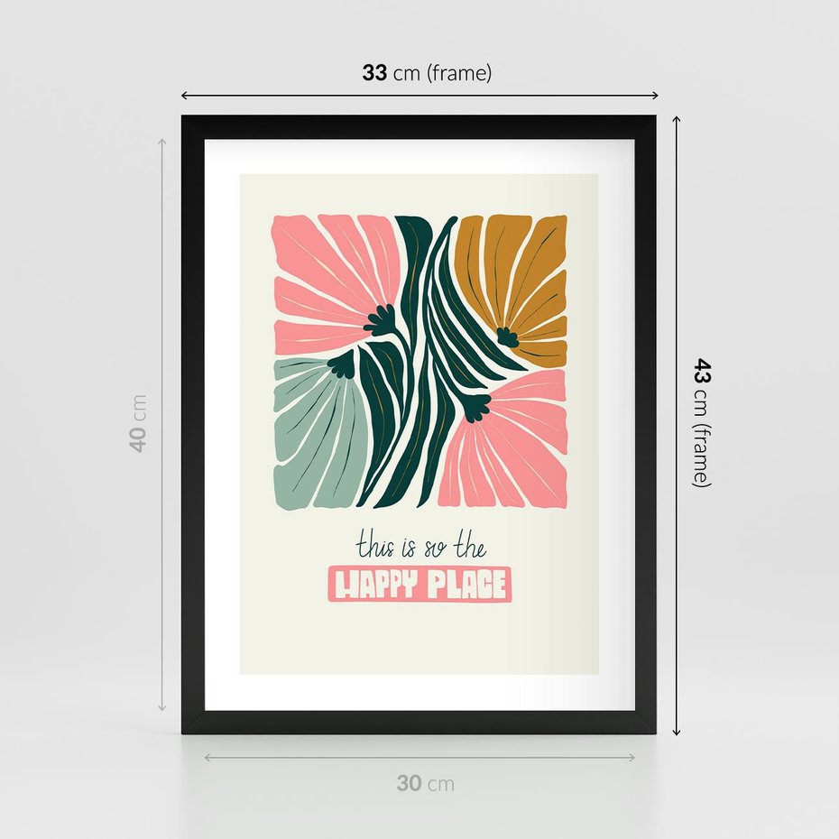 Plakat w ramie 30x40 - Impresje kwiatowej abstrakcji - retro kwiatowa grafika, kompozycja - rama czarna