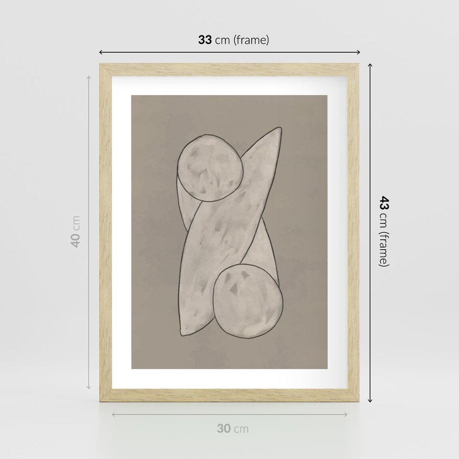 Plakat w ramie 30x40 - Zaklęte Anomalie - nowoczesna geometryczna sztuka, loftowe wnętrze - rama drewno