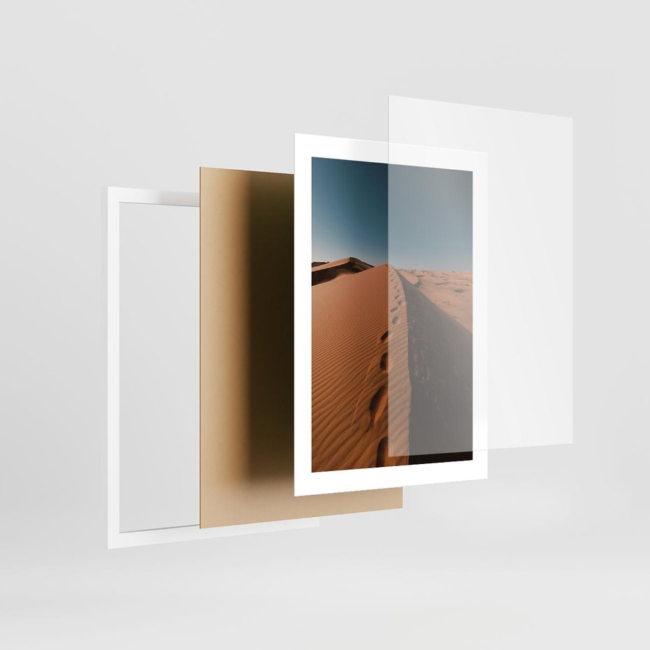 Plakat w ramie 30x40 - Piasek pustyni w ogniu - pustynia, piasek - rama biała