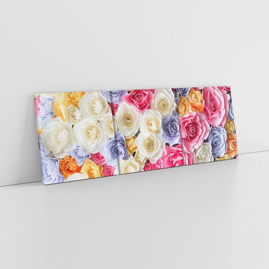 Obraz na płótnie 120x40 - Elegancja w kwiatach - kwiaty, róże