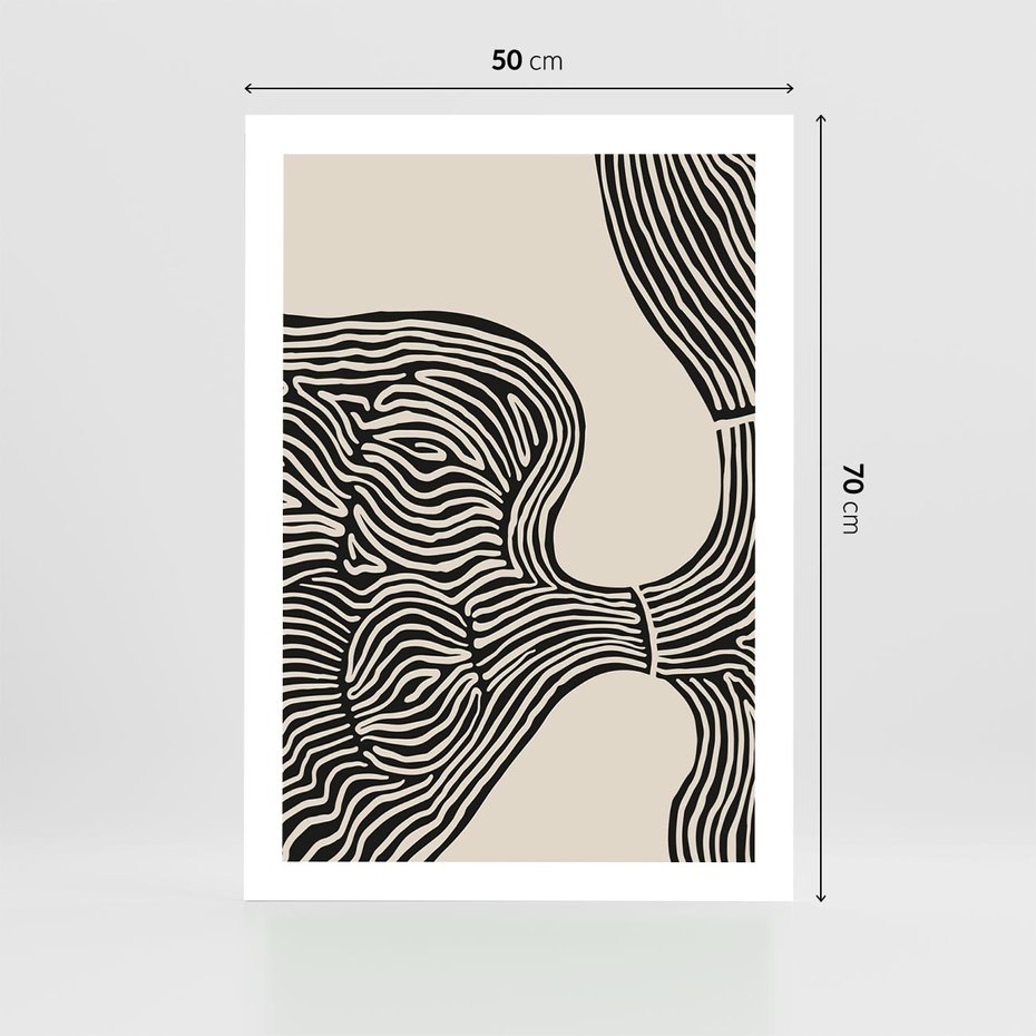 Plakat bez ramy 50x70 - Harmonijne Kształty - abstrakcyjne ryciny, czarno biały