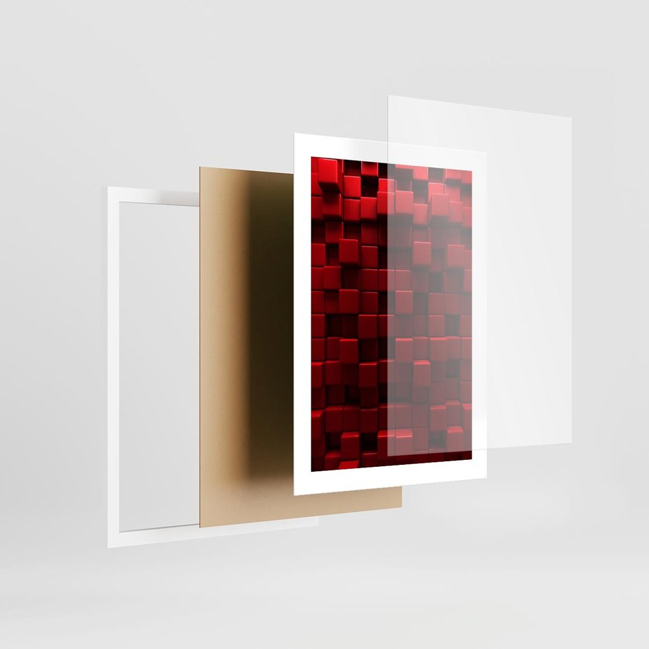 Plakat w ramie 30x40 - Geometryczne 3D: wizja przestrzeni - geometryczne, 3D - rama biała