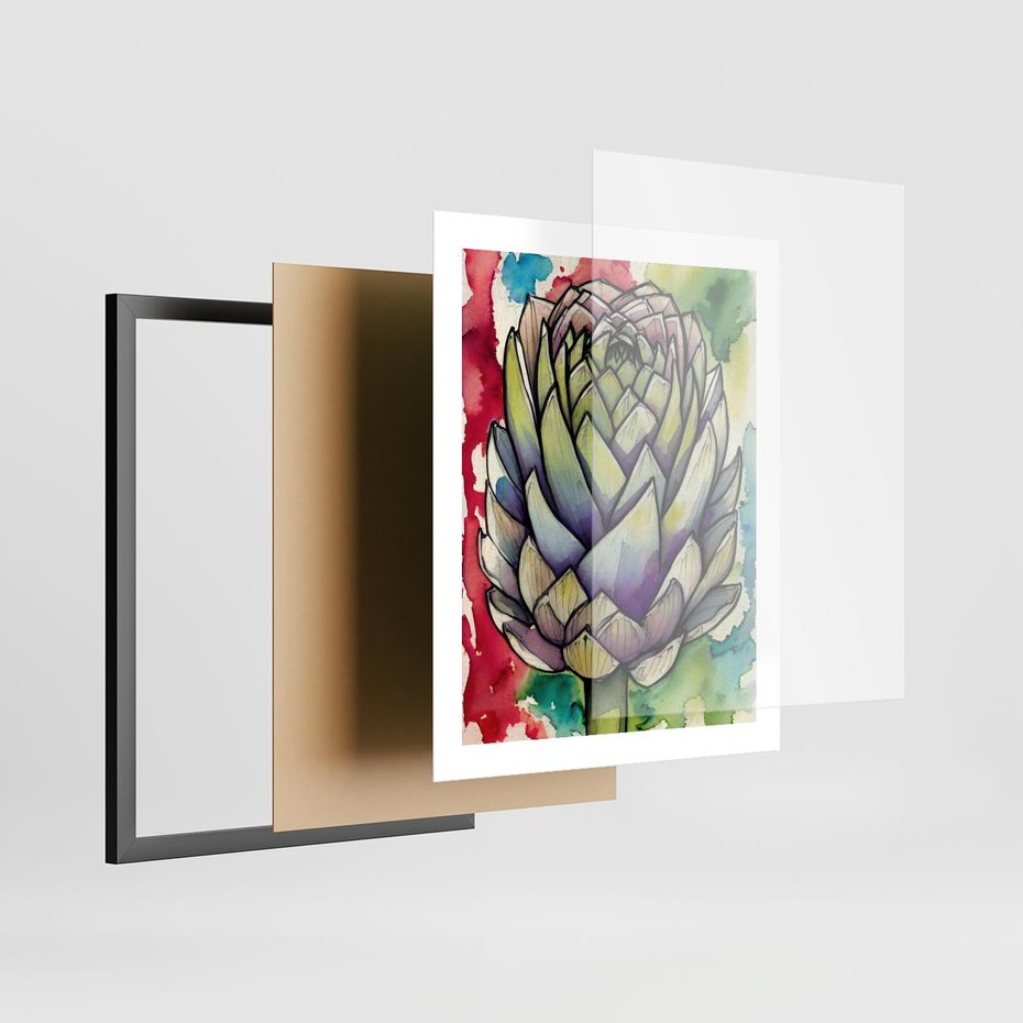 Plakat w ramie 40x50 - Zamknięte w Roślinie - abstrakcja, akwarela - rama czarna