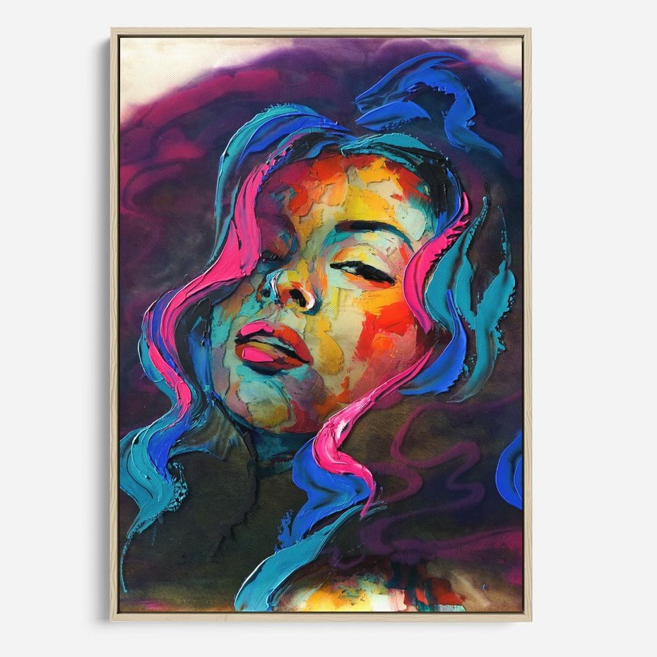 Obraz w ramie 50x70 - Bujna Ekspresja - grafika komputerowa, przypomina obraz olejny - rama drewno