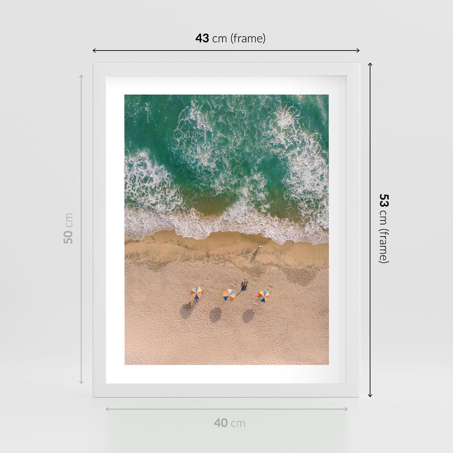 Plakat w ramie 40x50 - Letnie Wakacje na Horyzoncie - plaża, morze - rama biała