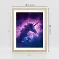 Plakat w ramie 40x50 - Mityczna podróż - kosmos, jednorożec - rama drewno