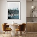 Plakat w ramie 50x70 - Biały Domek - domek w górach, zima - rama czarna