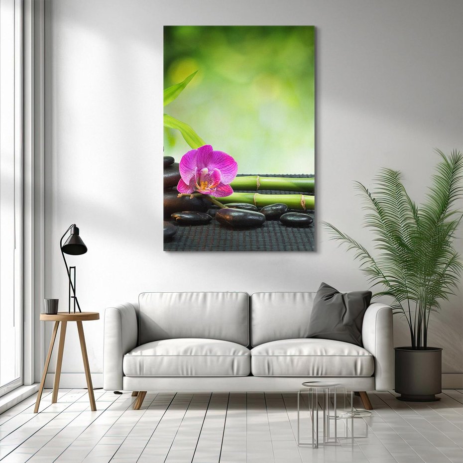 Obraz na płótnie 70x100 - Ukojenie kamieni w SPA - kamienie, SPA