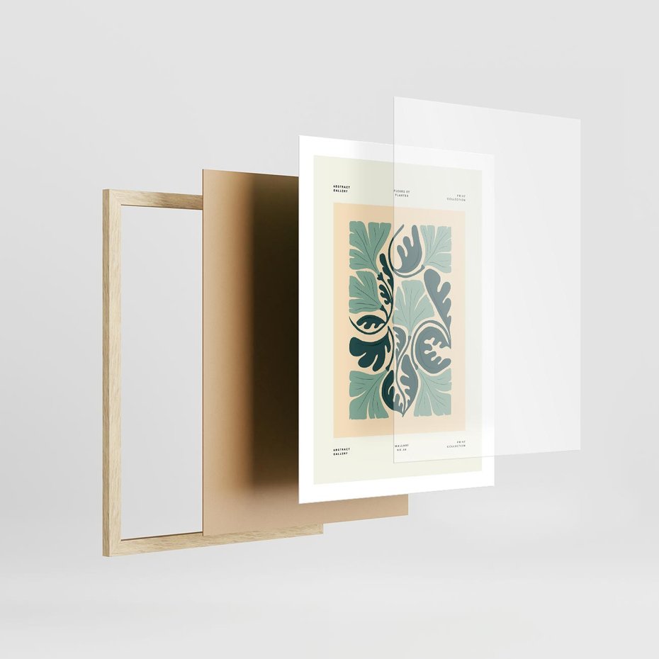 Plakat w ramie 50x70 - Podróżne Impresje - roślinne motywy, ornamenty - rama drewno