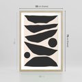 Plakat w ramie 50x70 - Modernistyczna Abstrakcja w Czerni i Bieli - abstrakcja, czarno biała grafika - rama drewno