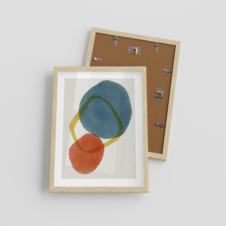 Plakat w ramie 30x40 - Modernistyczna Abstrakcja: Kolorowe Plamy - abstrakcja, modern - rama drewno