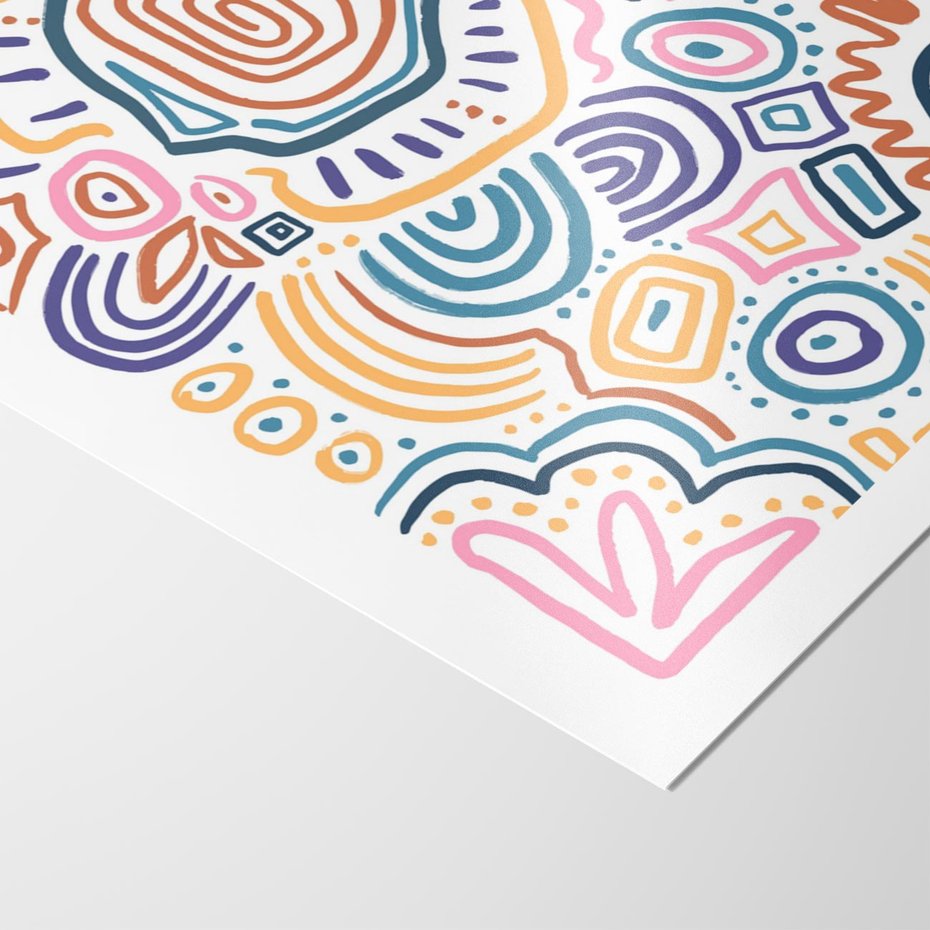 Plakat bez ramy 21x30 - Eksploracja Etnicznych Granic - kolorowe etniczne wzory, tęczowe żywe kolory