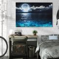 Obraz na płótnie 120x80 - Księżyc nad morzem w nocy - księżyc, noc
