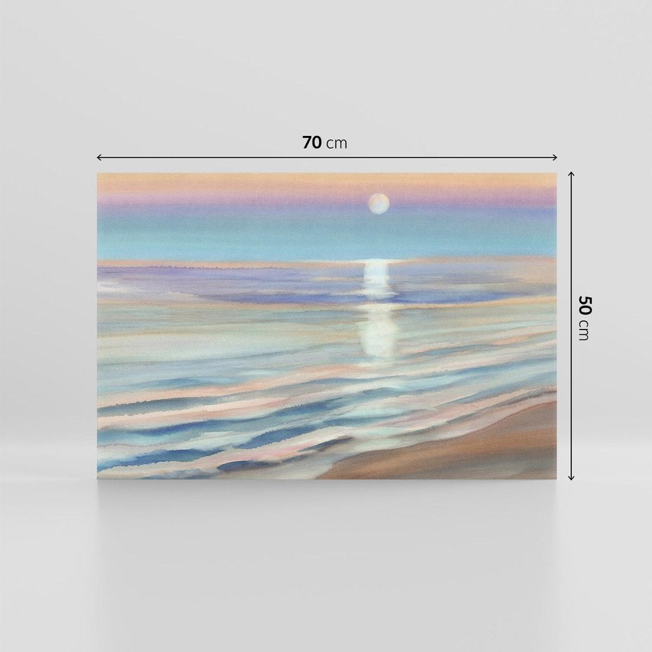 Obraz na płótnie 70x50 - Witraże roziskrzonych myśli - akwarela, zamglony wschód słońca