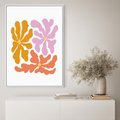 Obraz w ramie 50x70 - Rozbijające Refleksje - abstrakcyjne kolorowe kwiaty, minimlizm - rama biała