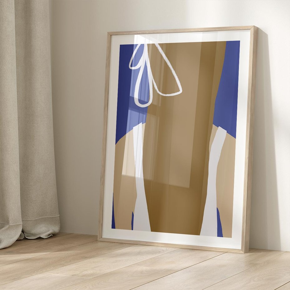 Plakat w ramie 50x70 - Kobieca Inspiracja - plakat retro, kobieta z kokardą - rama drewno