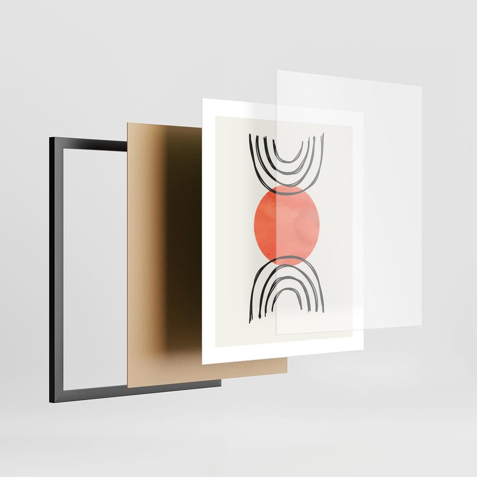 Plakat w ramie 40x50 - Lustrzane Widzenie - koło, boho styl - rama czarna