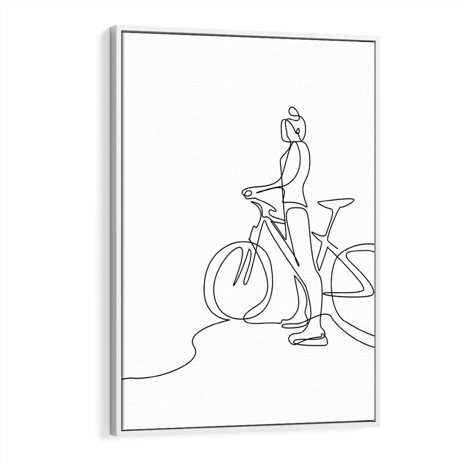 Obraz w ramie 80x120 - Minimalistyczna Przejażdżka - szkic, minimalizm - rama biała