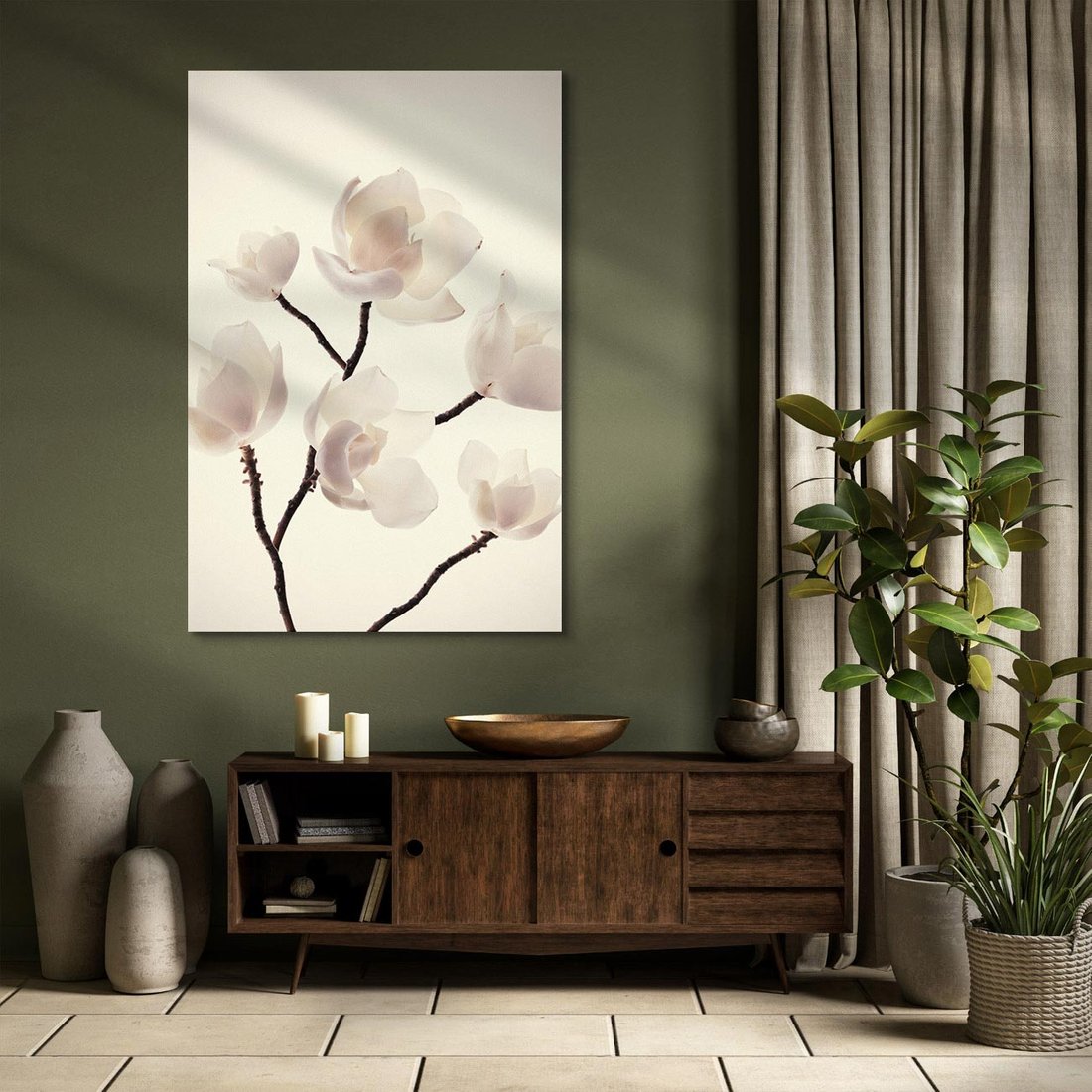Obraz na płótnie 80x120 - Elegancja Natury - magnolia, białe