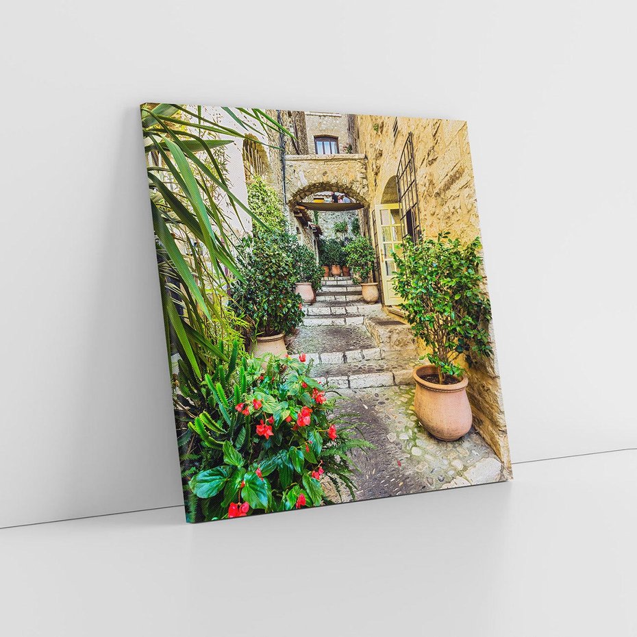 Obraz na płótnie 40x40 - Perspektywa uliczki malownicza - uliczka, perspektywa