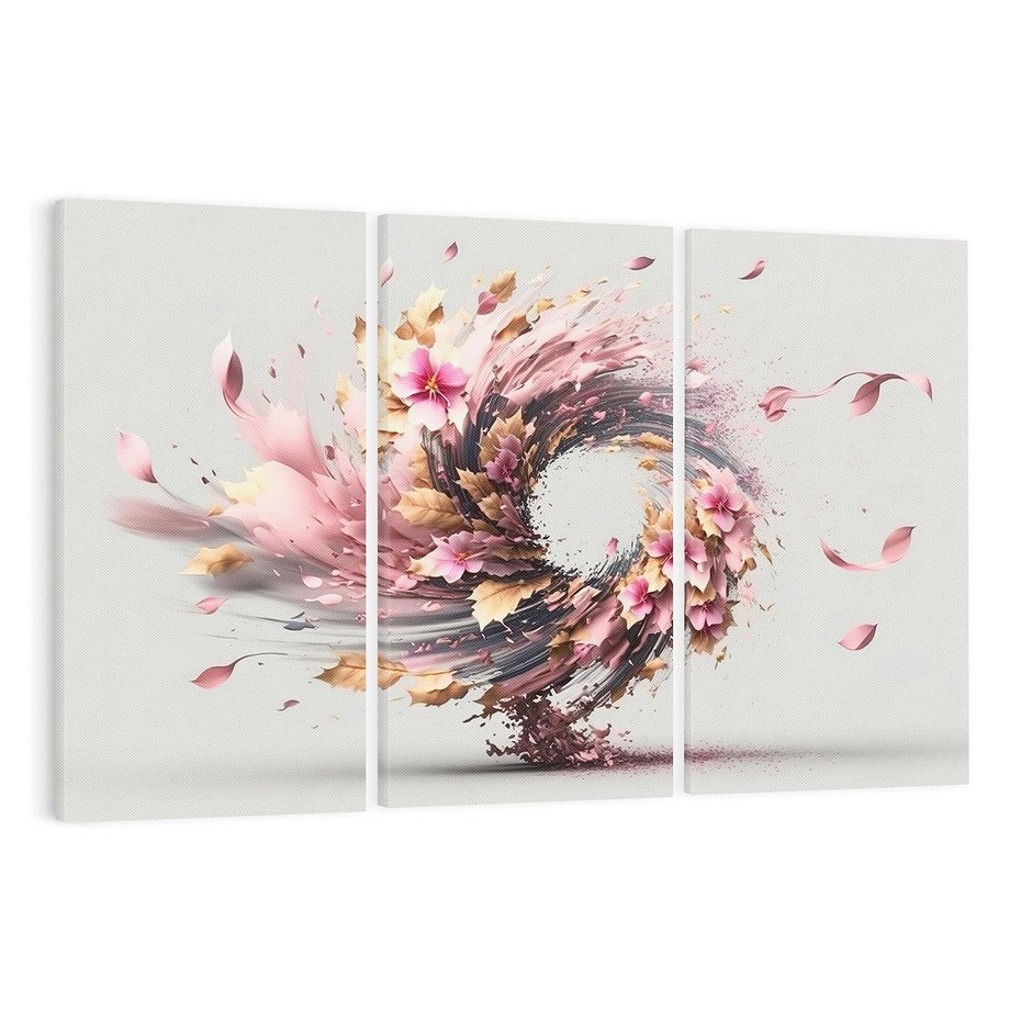 Obraz na płótnie 120x80 - Kwiatowy Wir - nowoczesna grafika komputerowa, wir z kwiatów