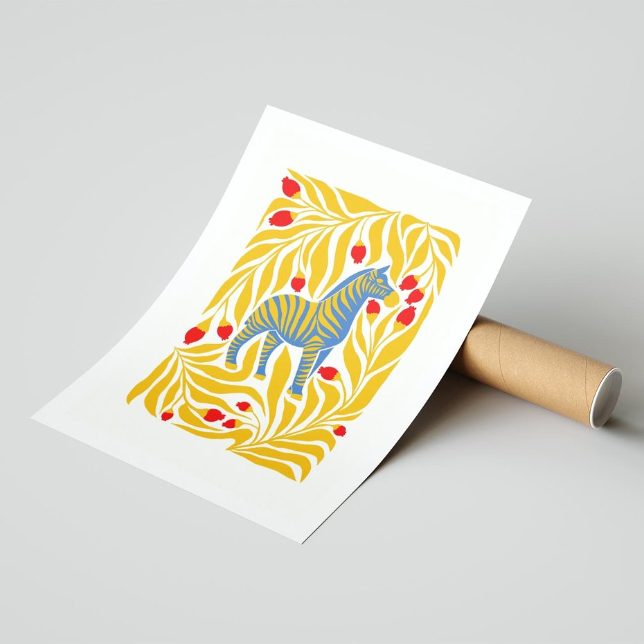 Plakat bez ramy 50x70 - Zebra w Nowoczesności - abstrakcyjna nowoczesna grafika, pośrodku zebra