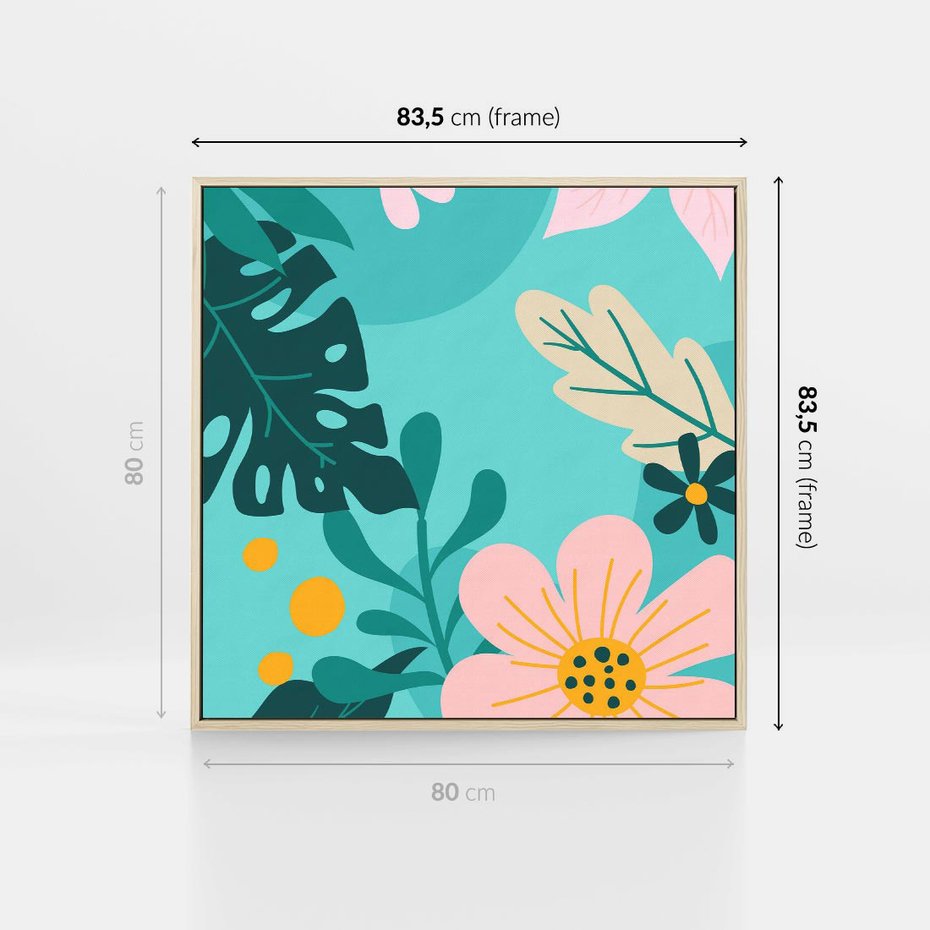 Obraz w ramie 80x80 - Kwiatowy Impuls - pastelowa kompozycja, kwiaty - rama drewno
